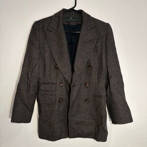 Plaid Wool Blazer with Navy Lining
